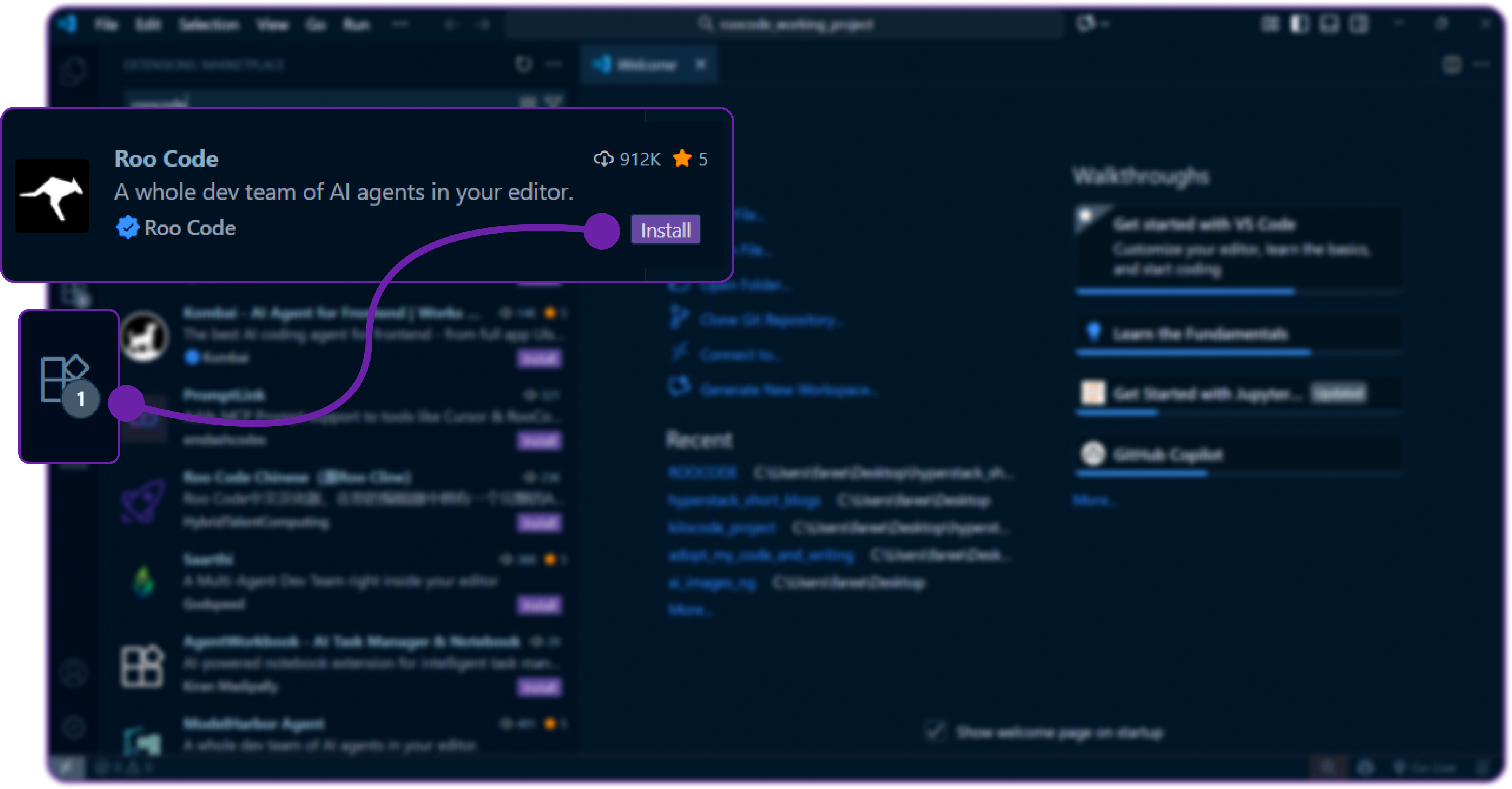 Step 2: Install the RooCode Extension