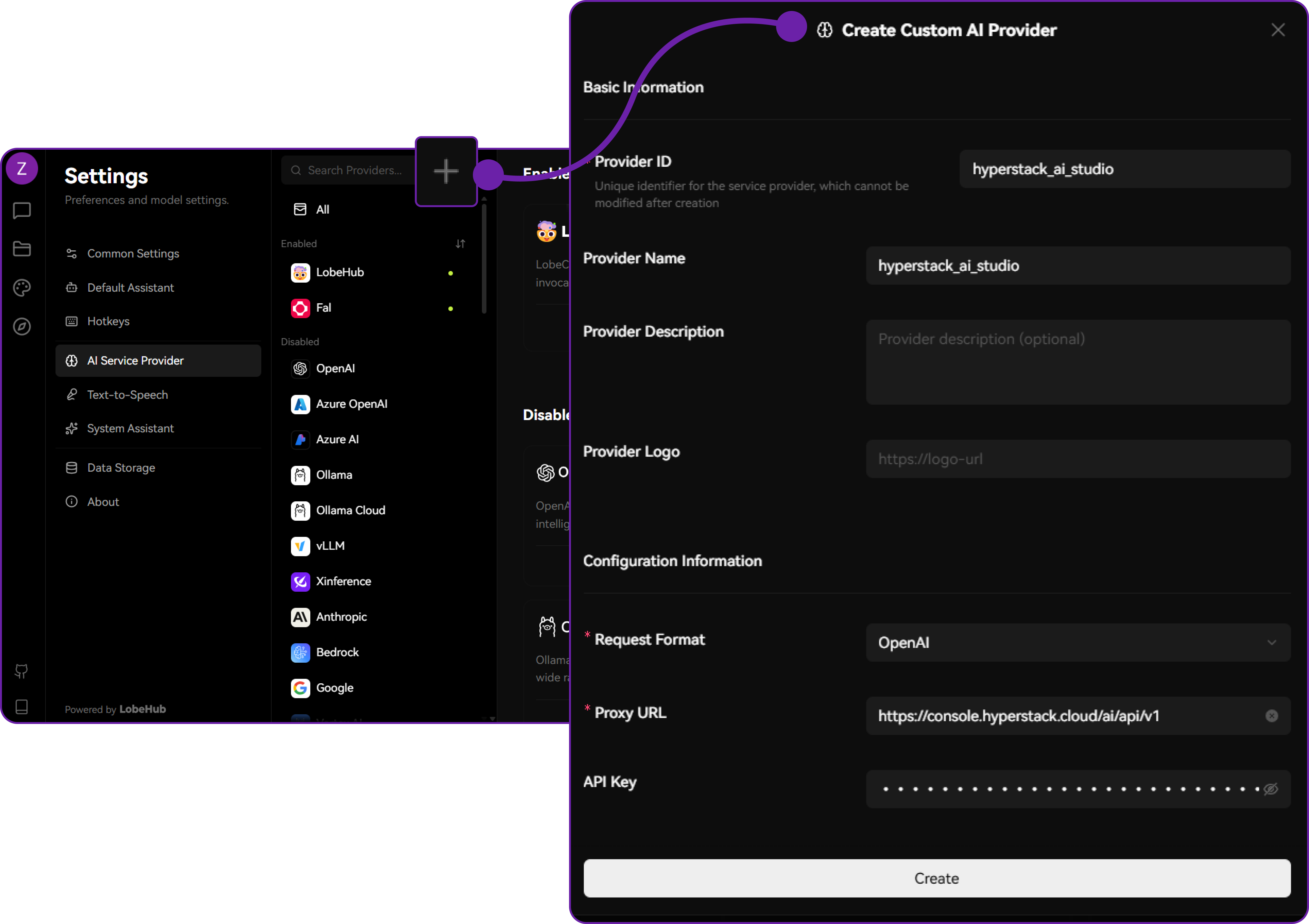 5. Configure LobeChat to use Hyperstack (Language Model settings)