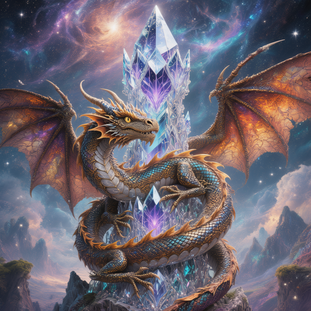 A crystal dragon in a cosmic scene, generated by HunyuanImage-3.0