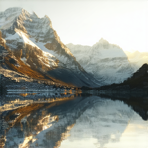 Snow-capped mountains reflected in a still lake, generated by Stable Diffusion 3.5 large