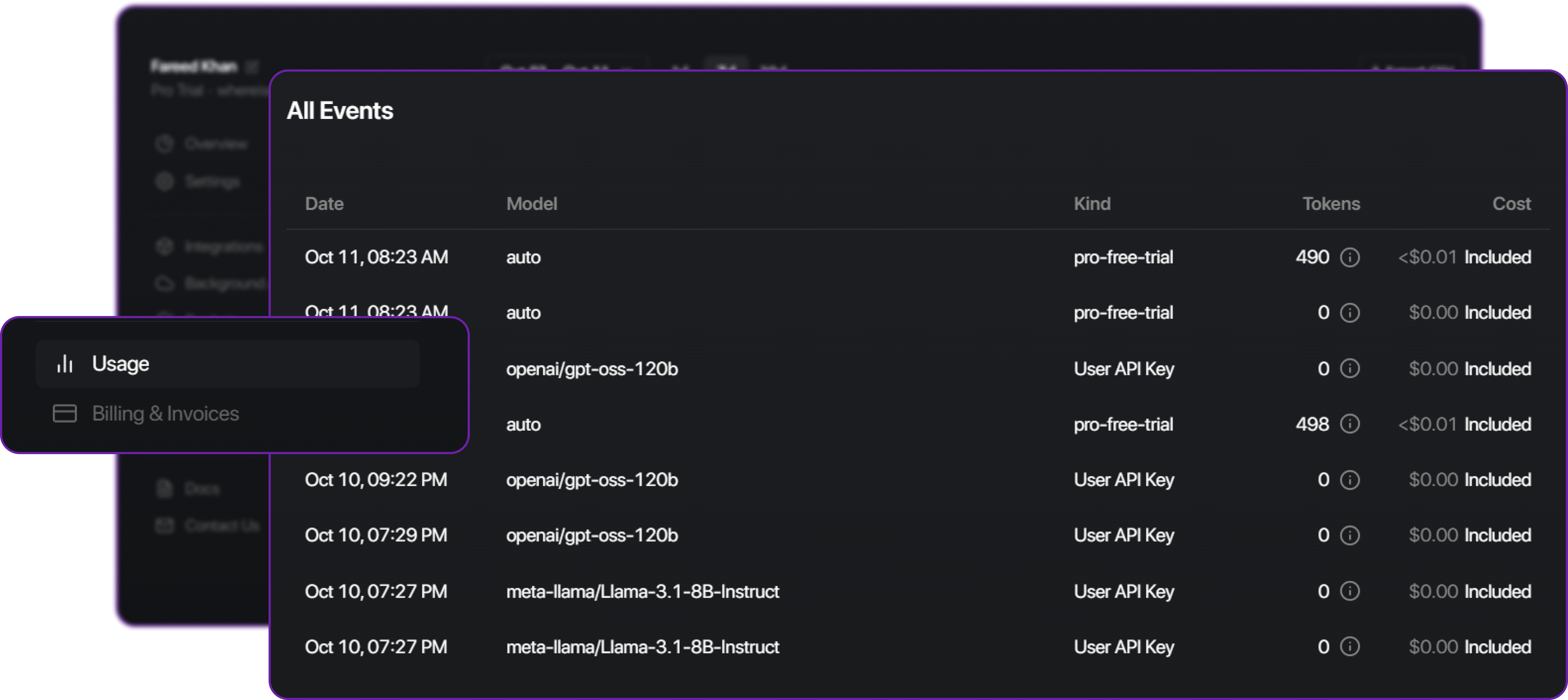 Cursor logs dashboard