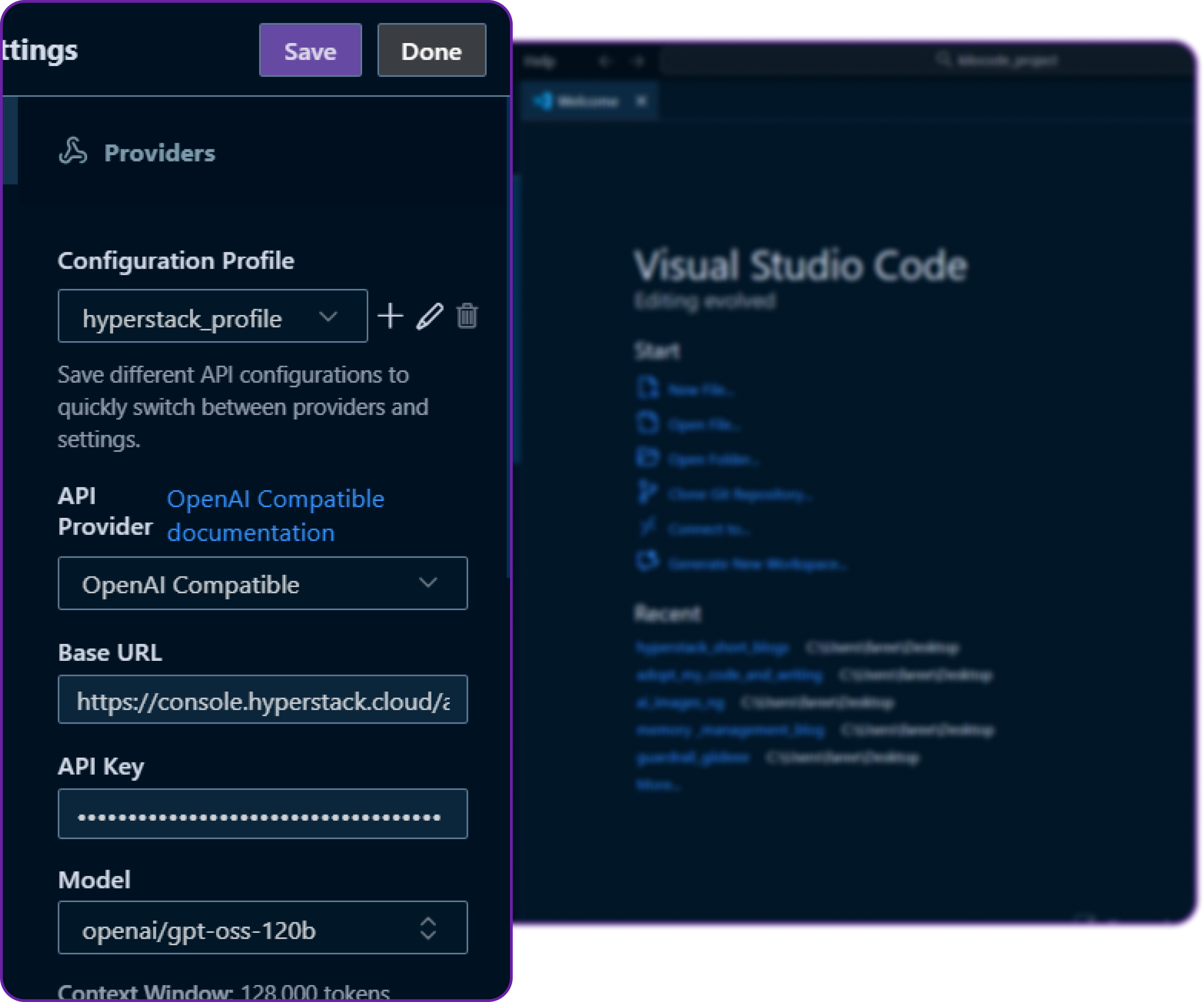 screenshot of kilo code profile name