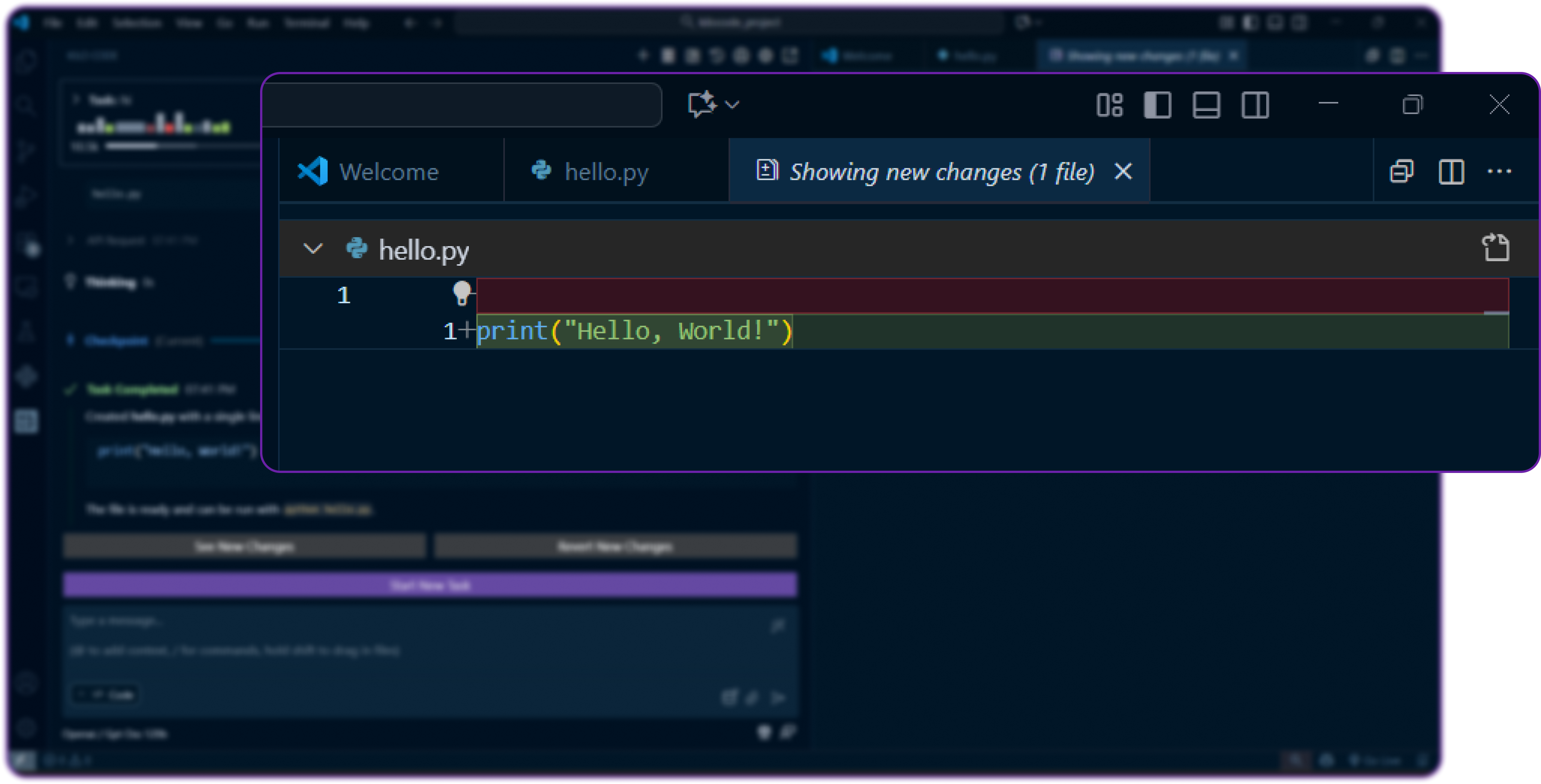 screenshot of kilo code changes tab