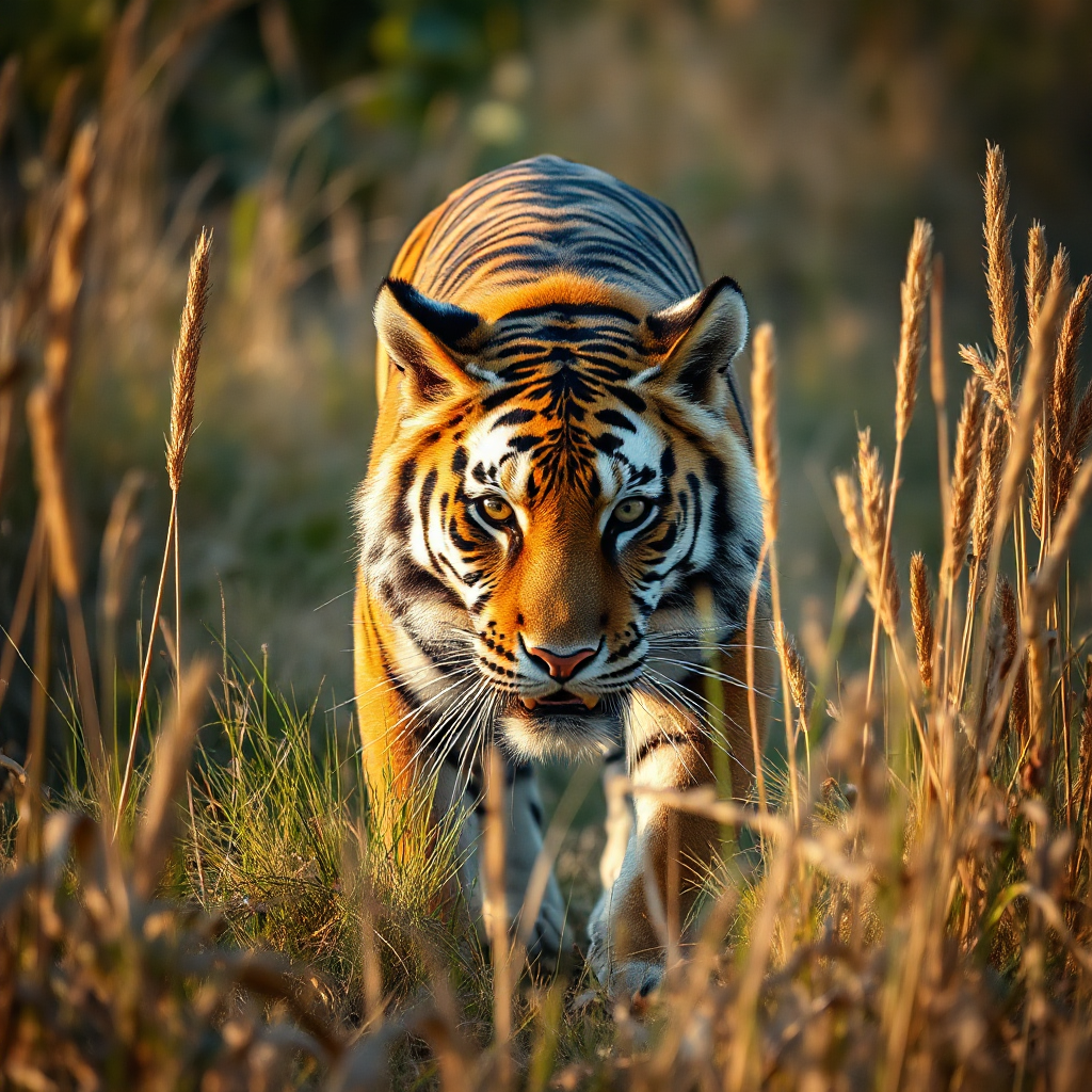 A tiger at sunrise rendered at square_hd, 1024 by 1024