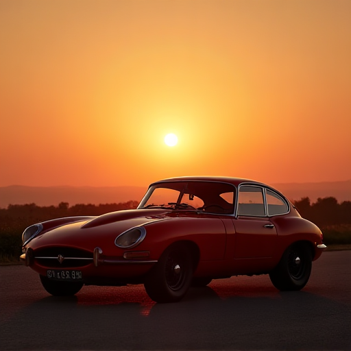 A red sports car at 14 inference steps