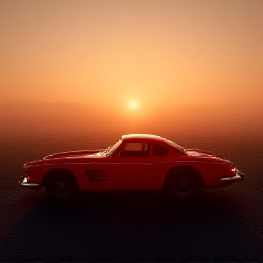 A red sports car at 4 inference steps